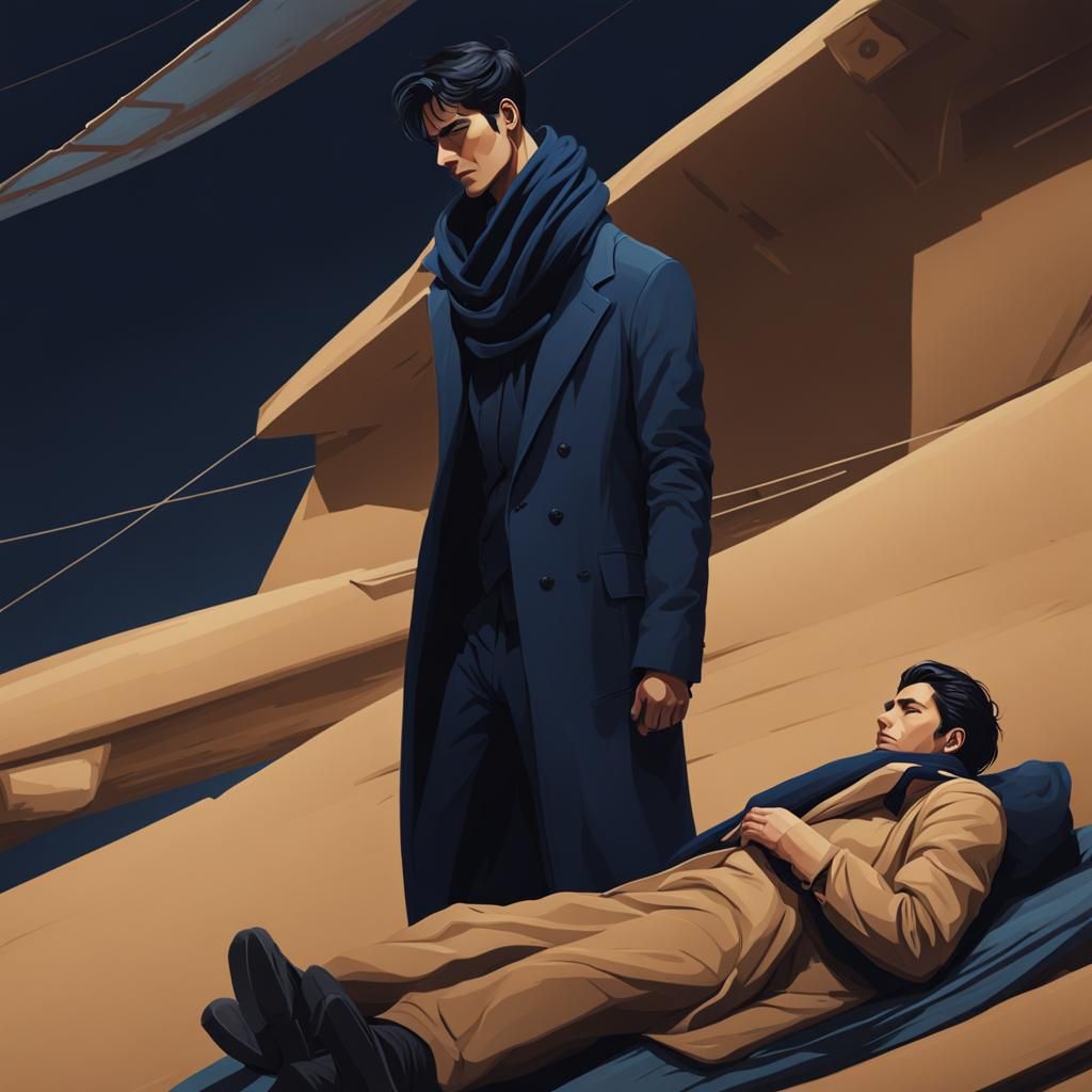 Dystopian Man Carries Body in Detailed Concept Art