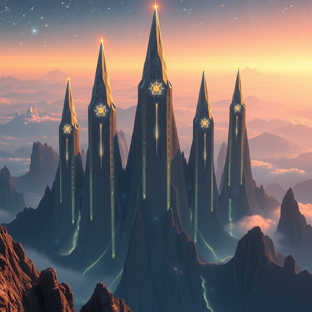 Cosmic Conduits of the Starward Spires in Ethereal Light
