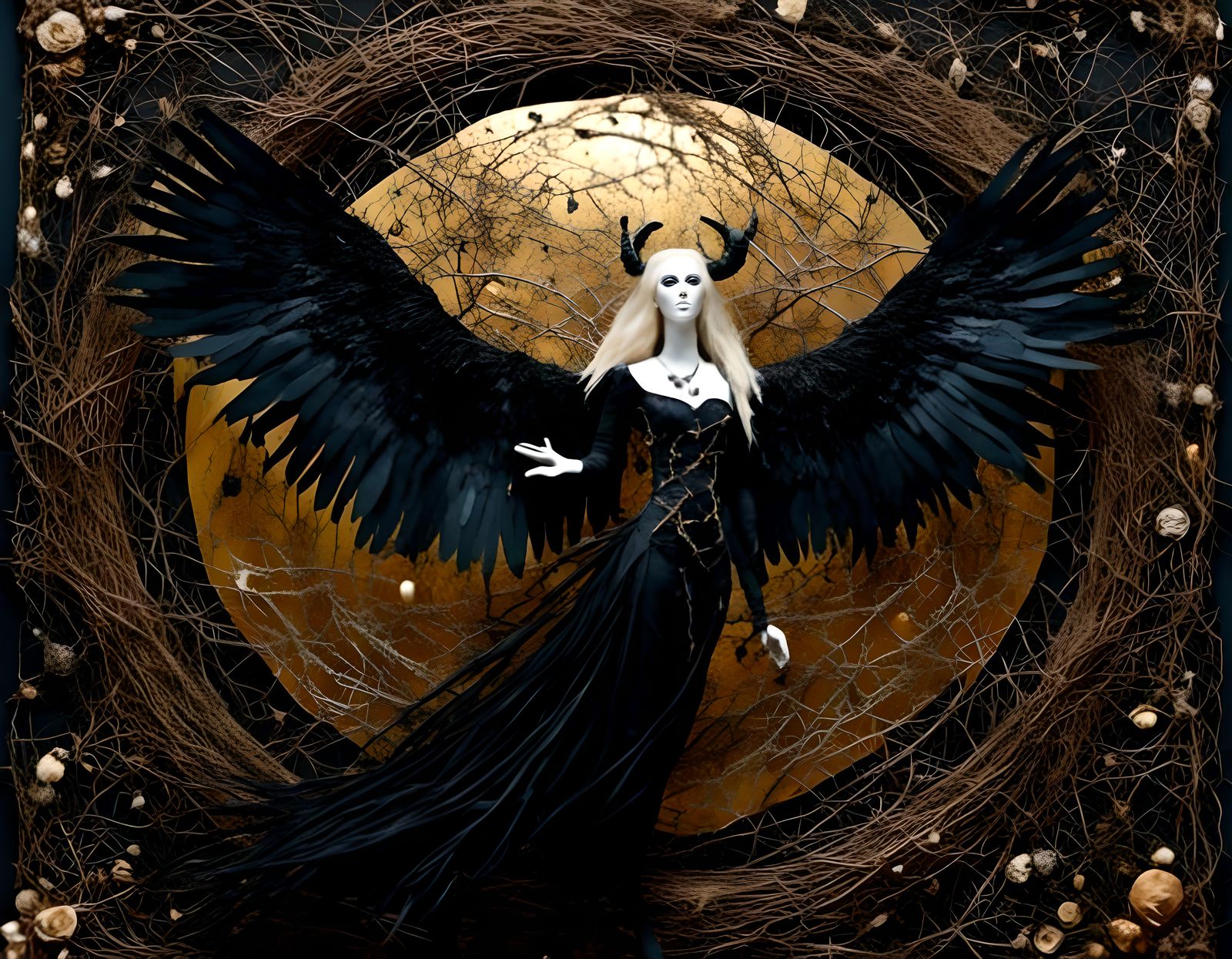 Goddess with Ravens and Golden Horned Ram