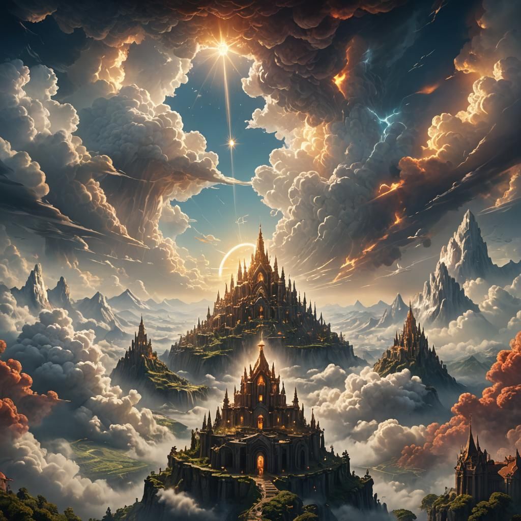 Heavenly Sunshine Beams in a Detailed Matte Painting