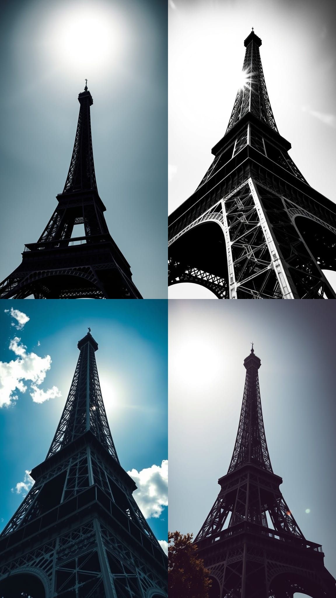 Eiffel Tower Silhouette in Black and White