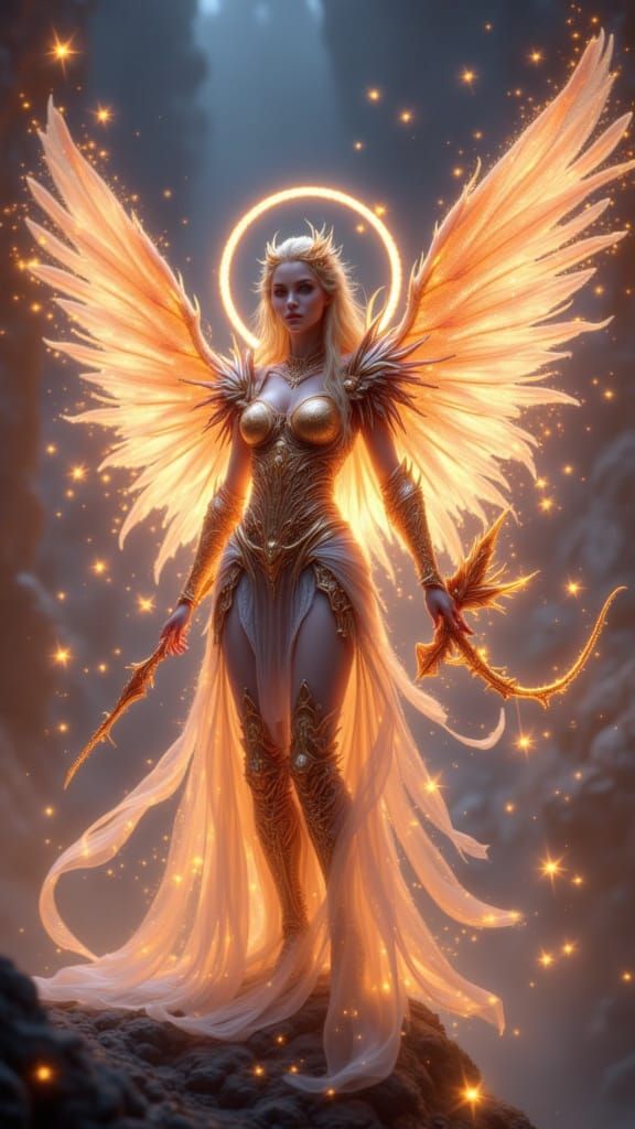 <lora:Spiny Glow Spore:1.0> Digital art, warrior, magic, fan...