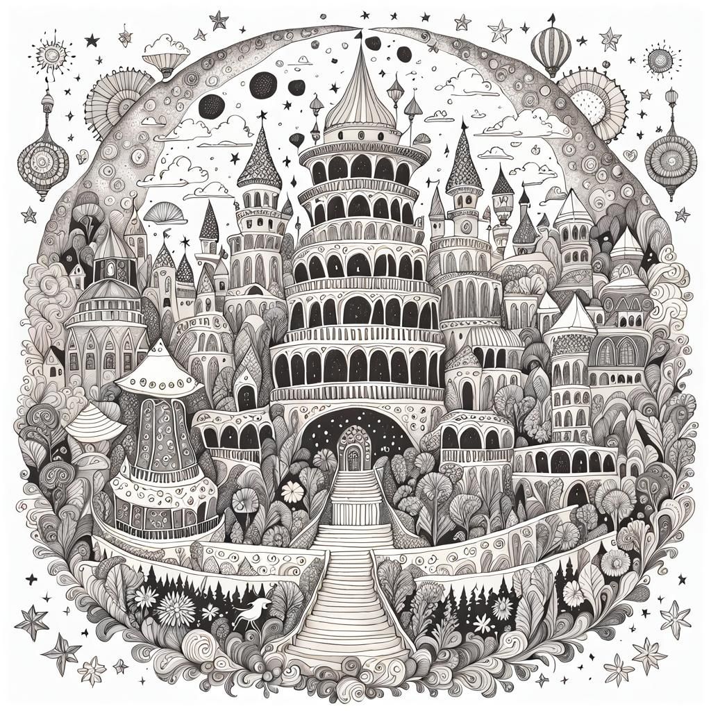 AI's Hand-Drawn Doodle Art of a Fantasy World
