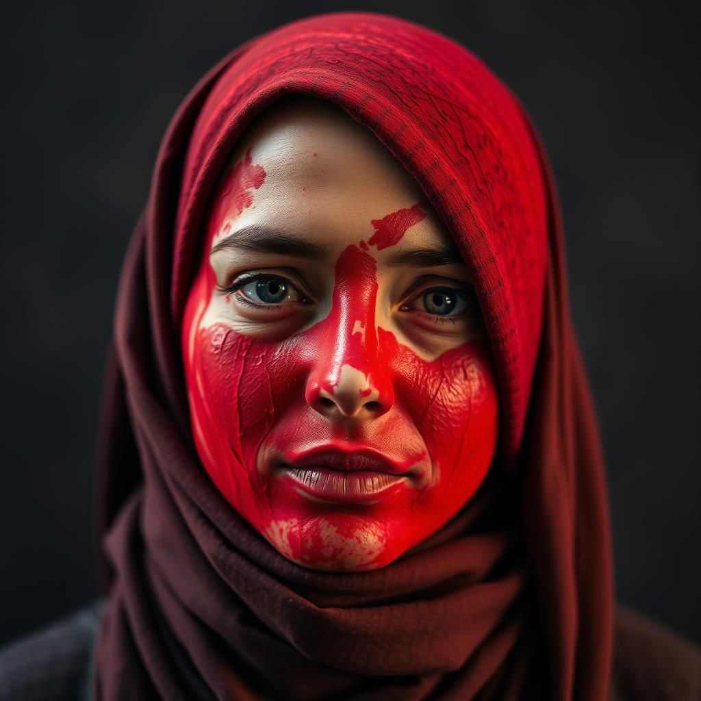 Woman Covered in Red Paint: Bold Artistic Statement