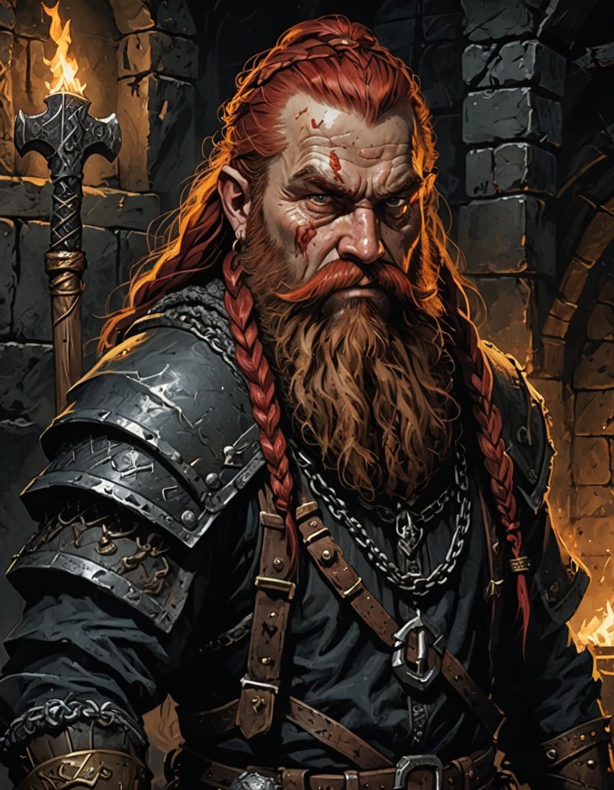 Dwarf Portrait in Darkest Dungeon Style