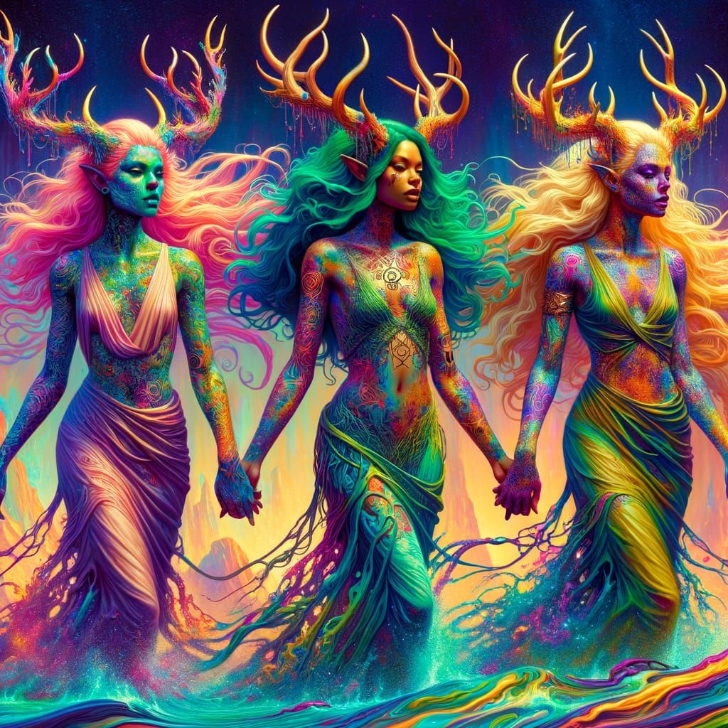 Fantasy Satyrs Dance Above the River Styx in Vibrant Cinemat...