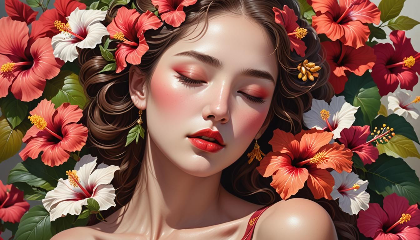 Goddess of Passion in Hyperrealistic Autumn Portrait
