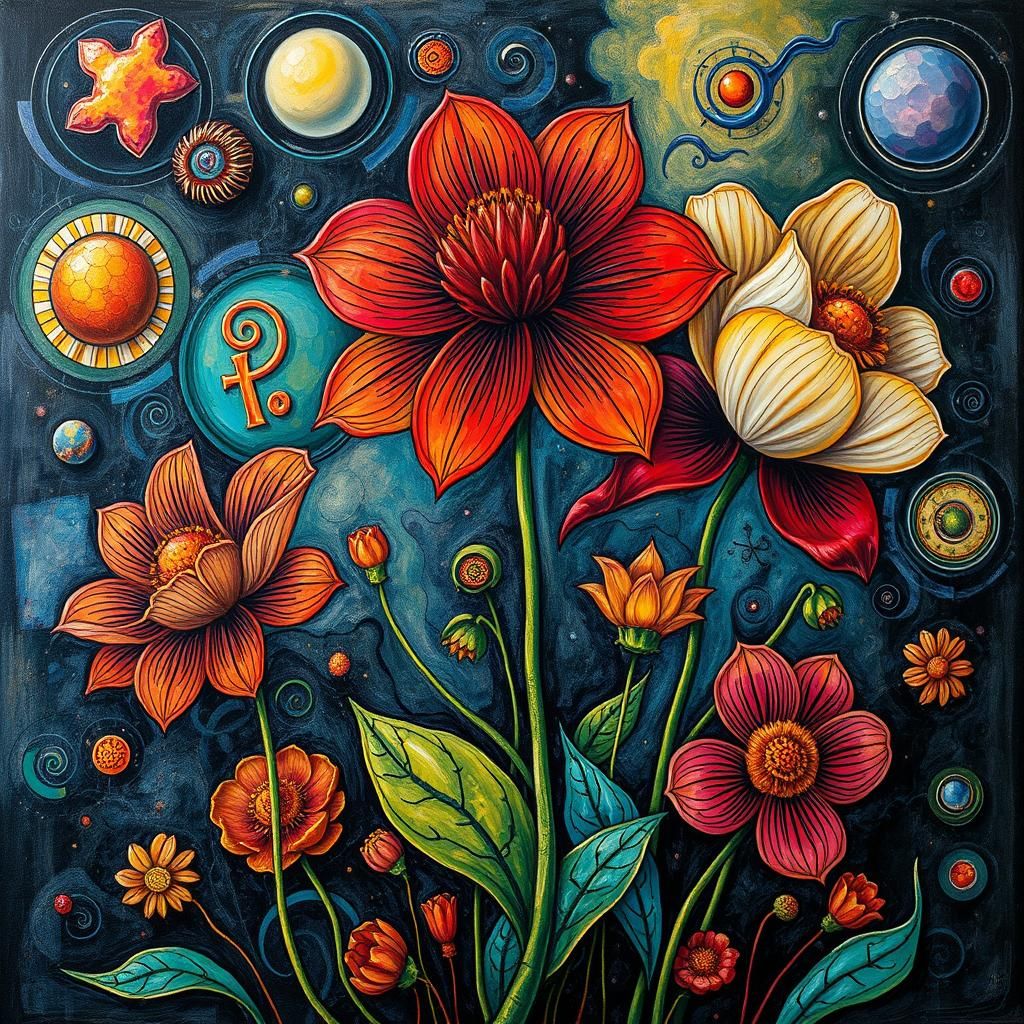 Vibrant Abstract Flowers in Dreamlike Surrealism