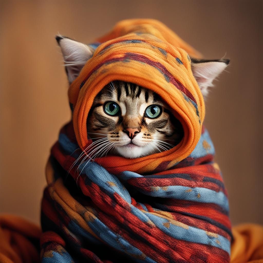 Snug Kitten Portrait by Fire