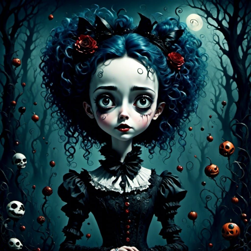 Dark Fairy Portrait in Gustav Klimt Oil Painting Style