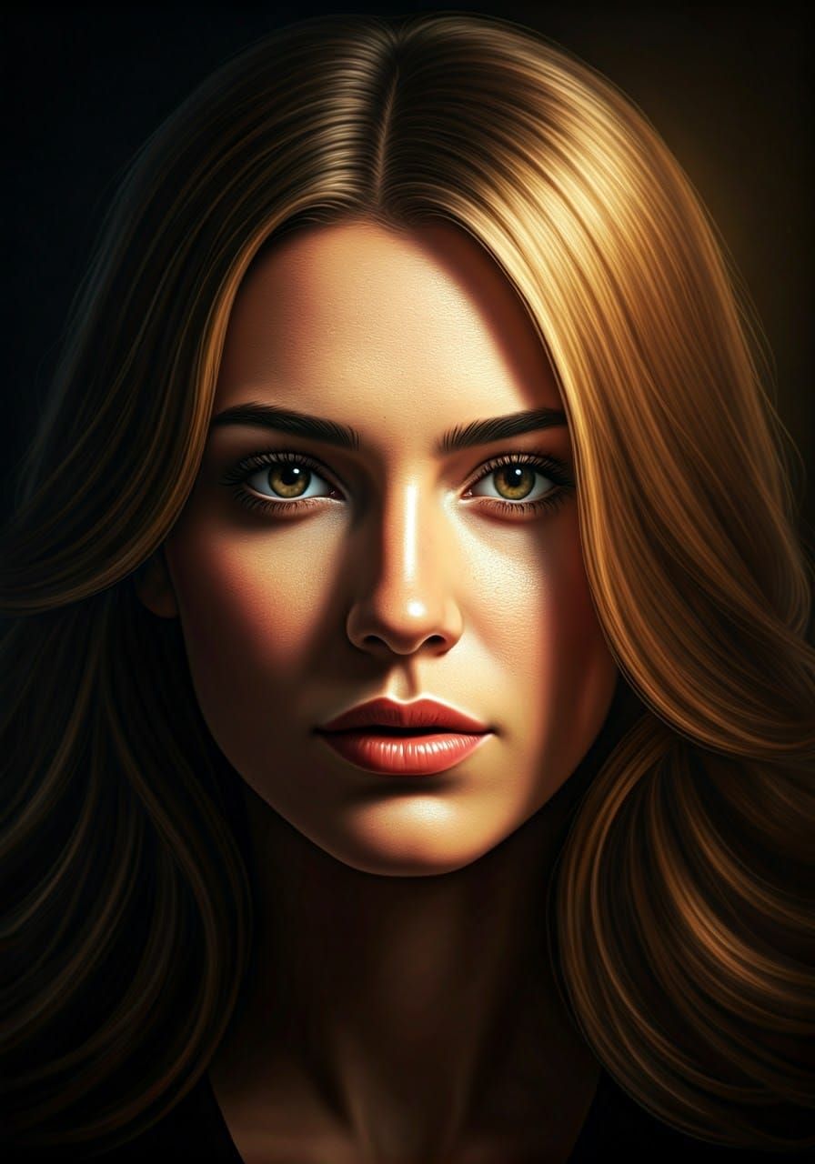 Woman's Face with Rembrandt-Style Lighting