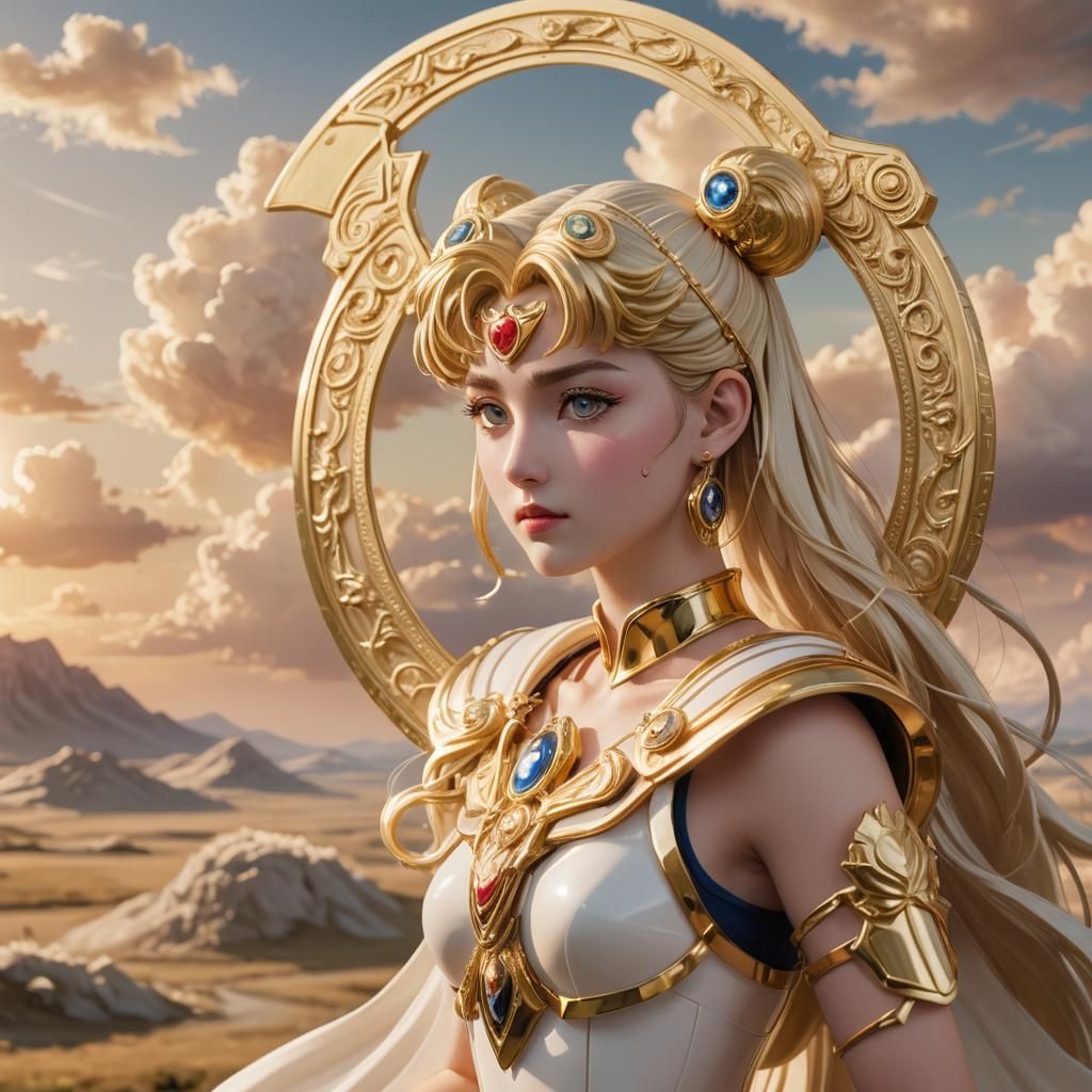 Sailor Moon's Brooch in Golden Hour Digital Art