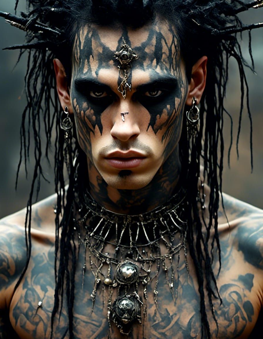 Grunge Goth Star Portrait in 8K Resolution