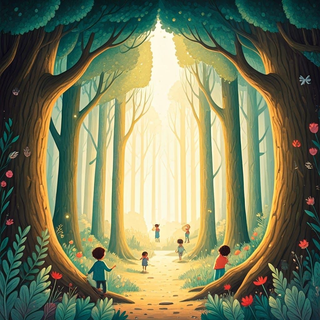 Whimsical Children's Book Illustration in Watercolor Style