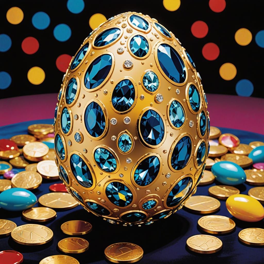 Elegant Pop Art Easter Egg in Shimmering Diamonds