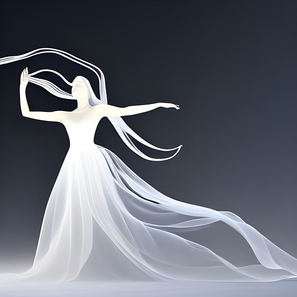 Celestial Ghostly Woman Floating in Night Sky