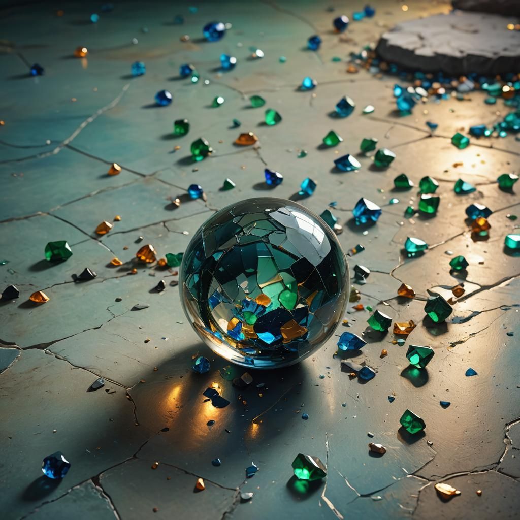 Glass Ball Shatters in Slow Motion: Fantasy Concept Art