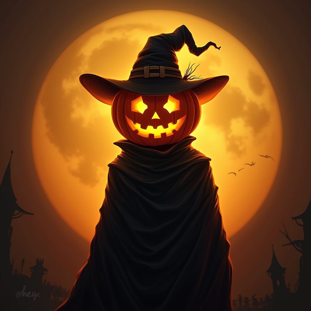 Shadowman Wearing a Pumpkin Hat