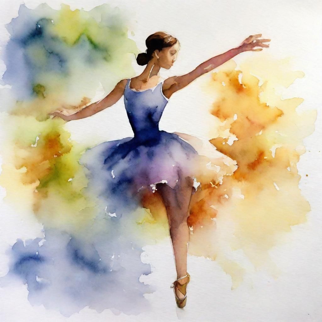 Watercolor Dancer in Motion, Wet-on-Wet Technique