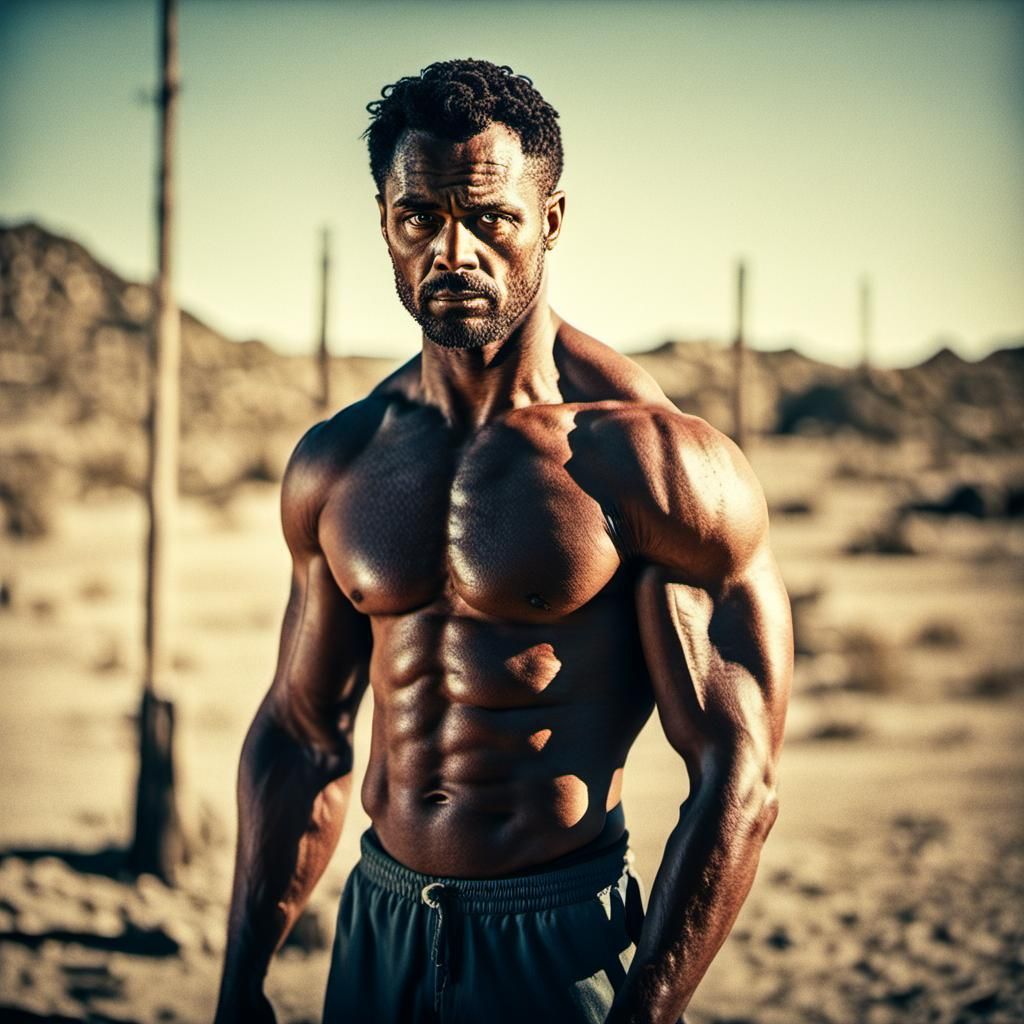 A fit man with his shirt off