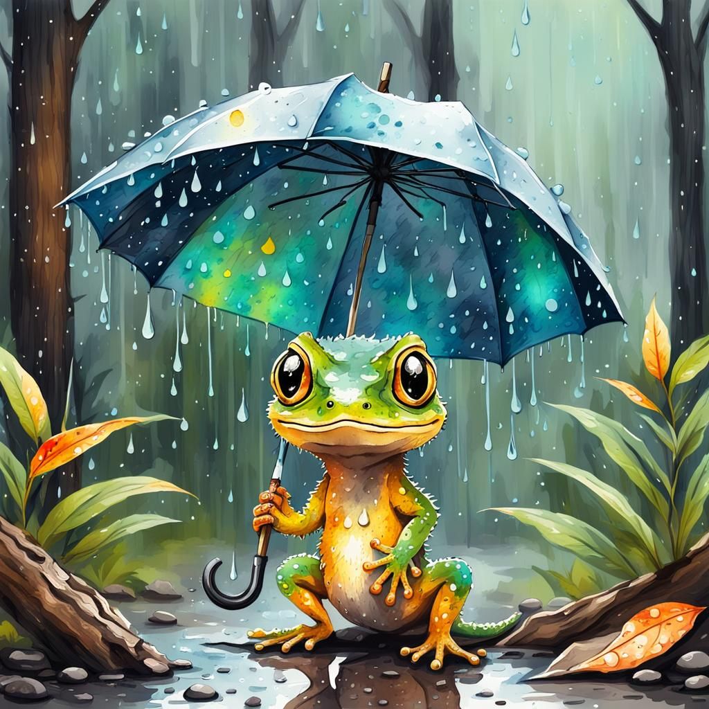 Gecko in a Rainstorm