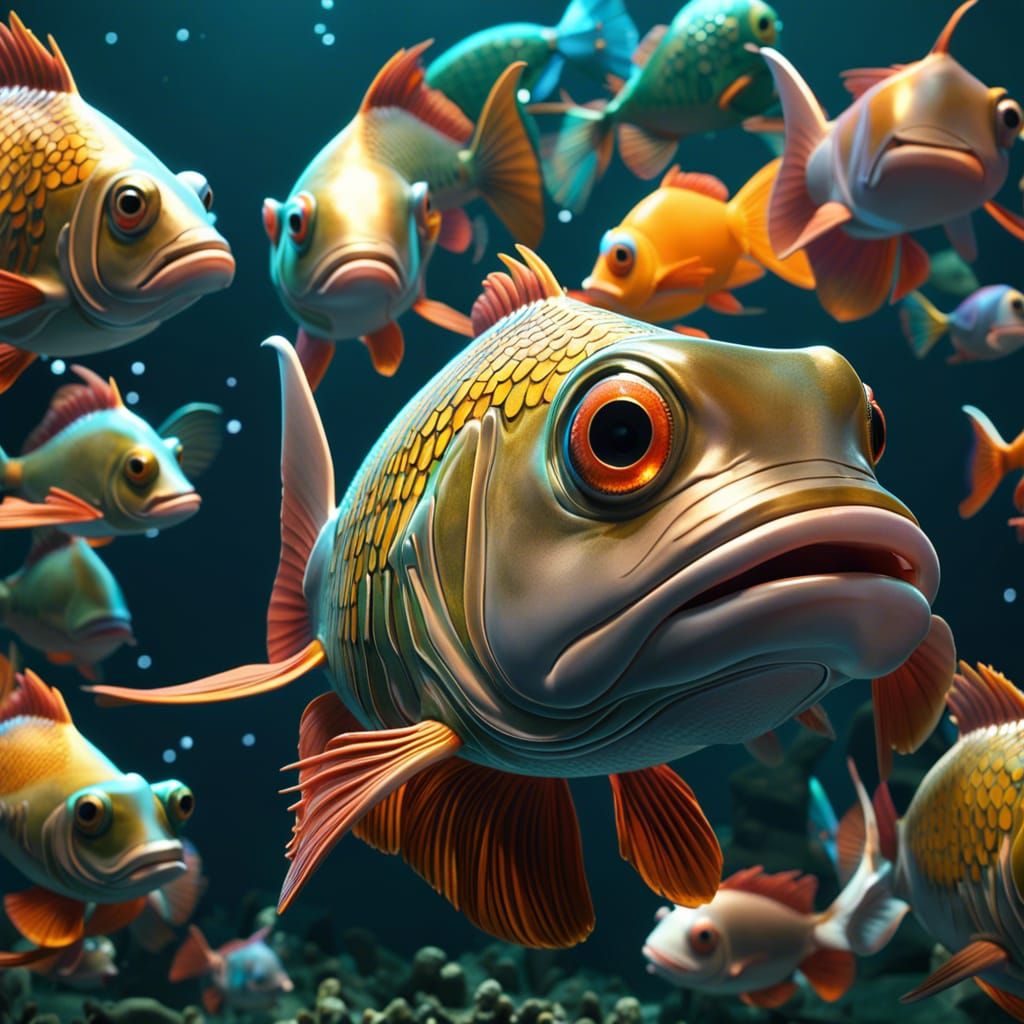 School of cartoony fishes