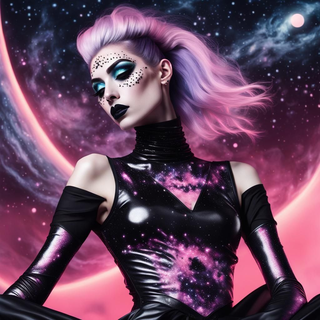 Galactic Goth Wizard Casting Space Magic