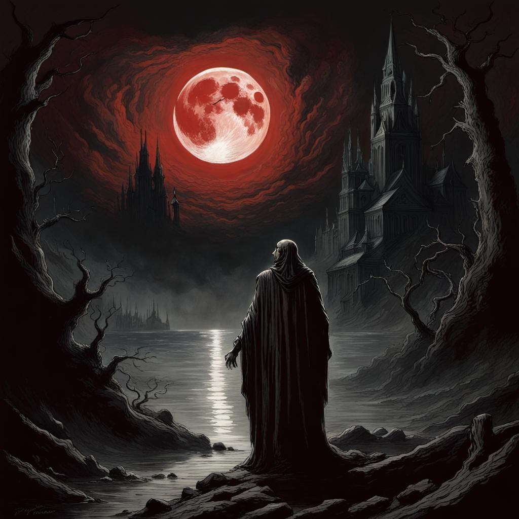 Blood Moon Illuminates Rising Evil in Horror Art