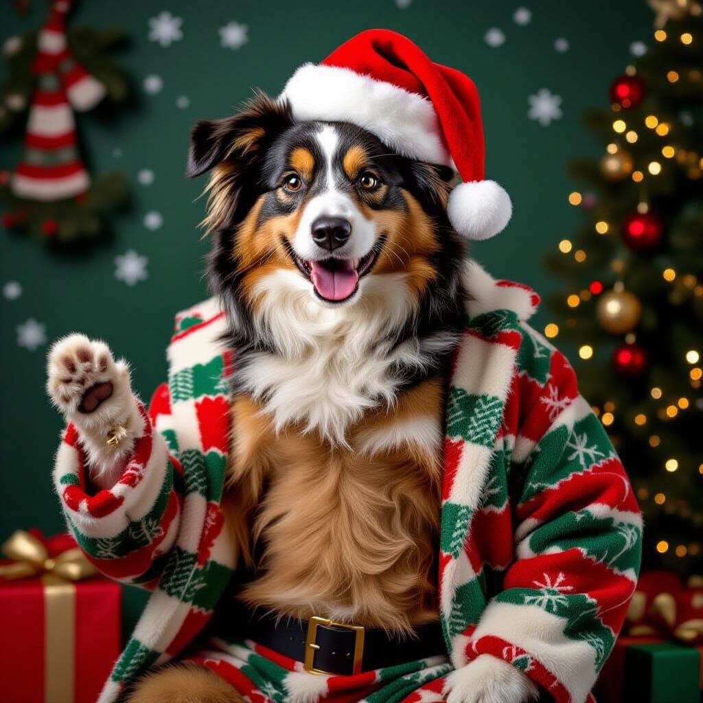 Joyful Christmas Character with Colorful Fur