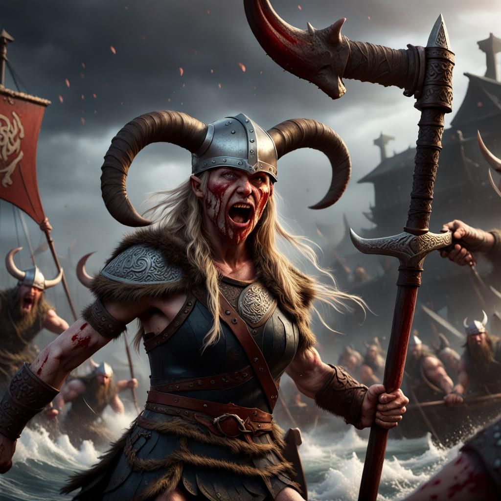 Female Viking in Dark Fantasy Battle
