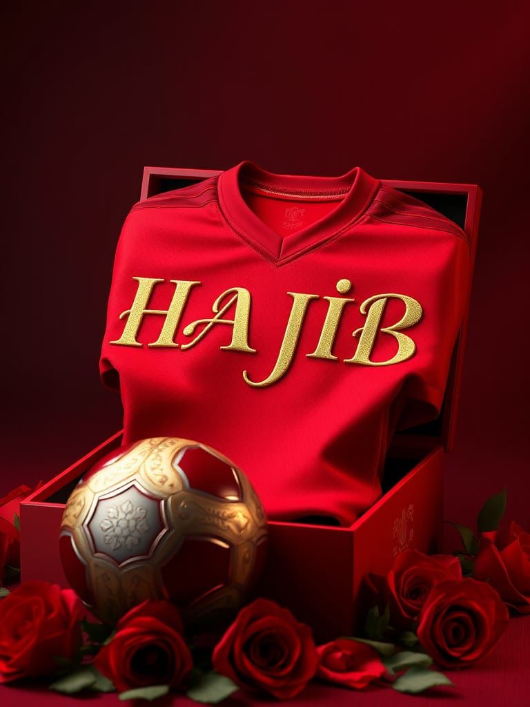Luxurious Soccer Jersey Embroidered with Golden 3D Text 'HAJ...