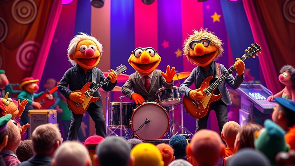 Muppets Performing on a Whimsical Stage