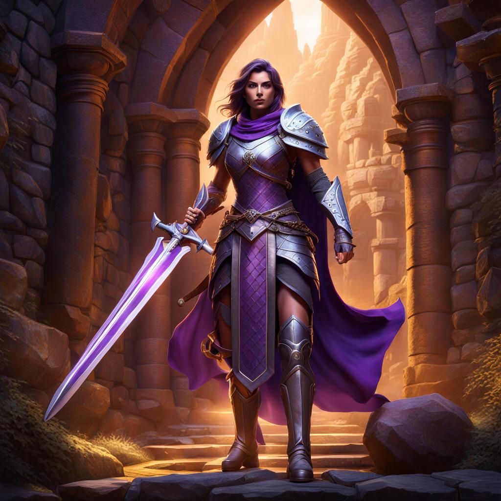 Female Paladin with Claymore, Fantasy Concept Art