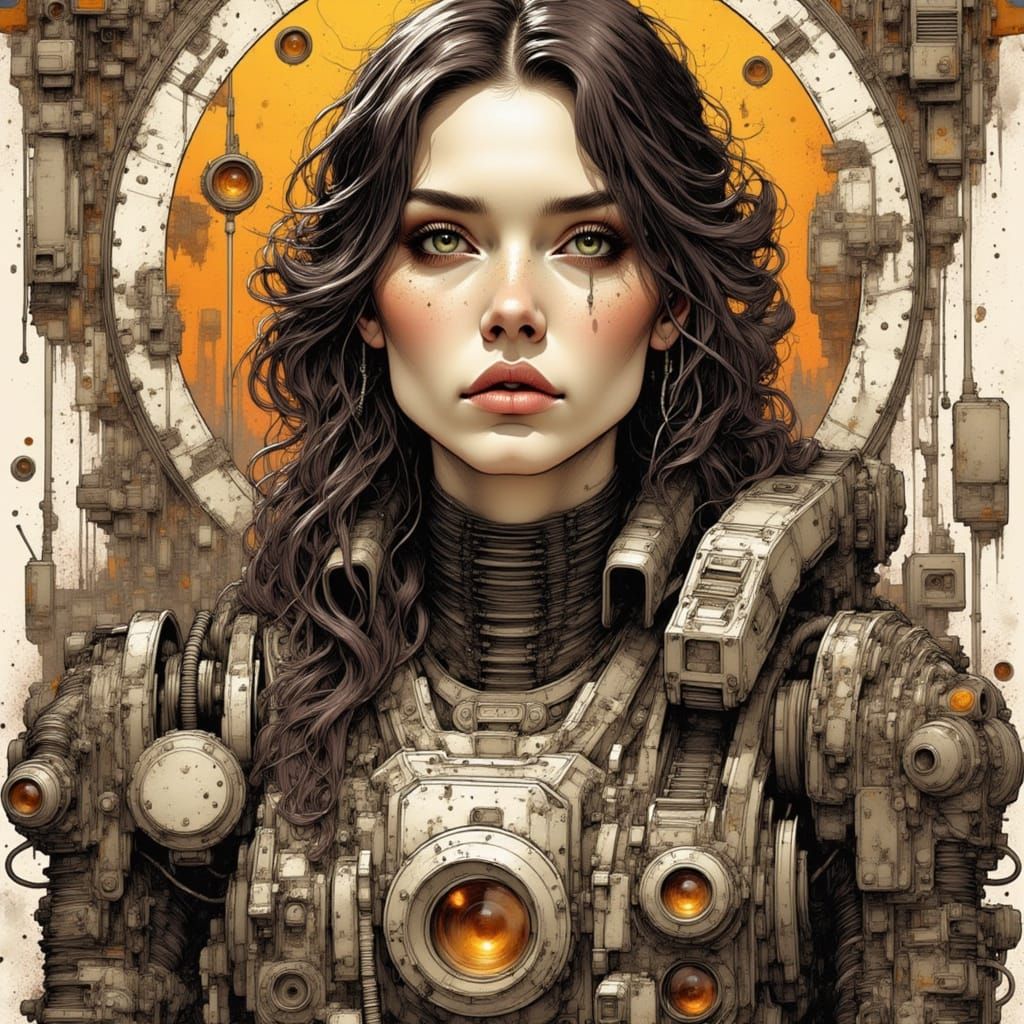 Cyborg Florence Pugh in Cyberpunk Pirate Style