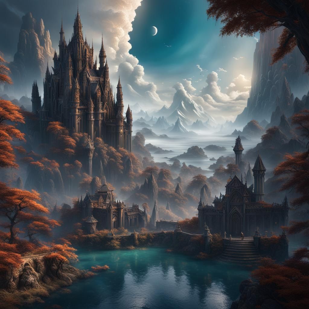 Fantastical Cloud City: Detailed Matte Painting