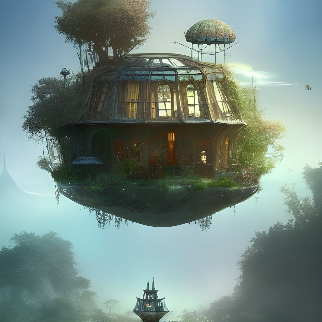 terrarium house on floating island