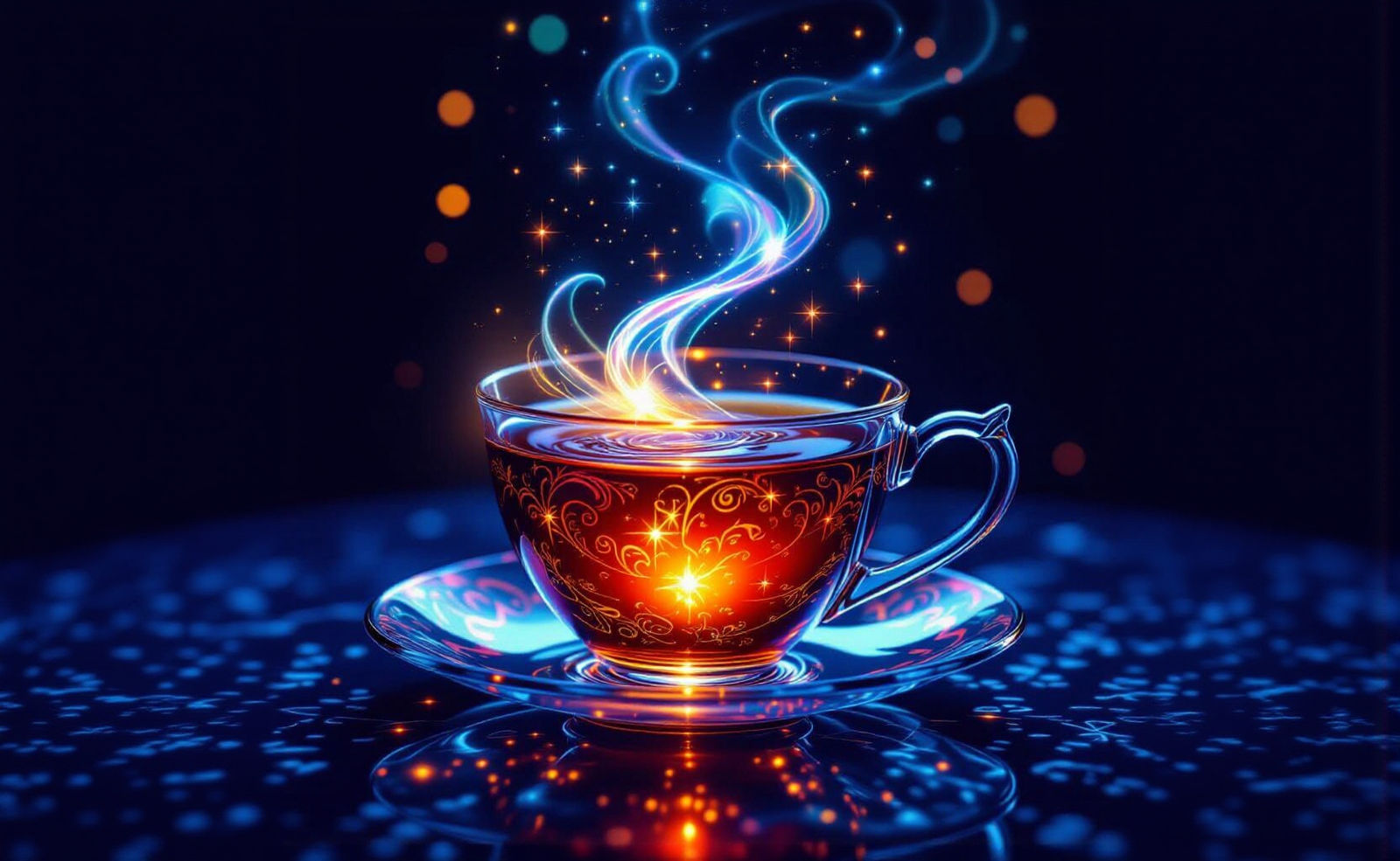 Teacup Filled with Swirling Liquid Starlight