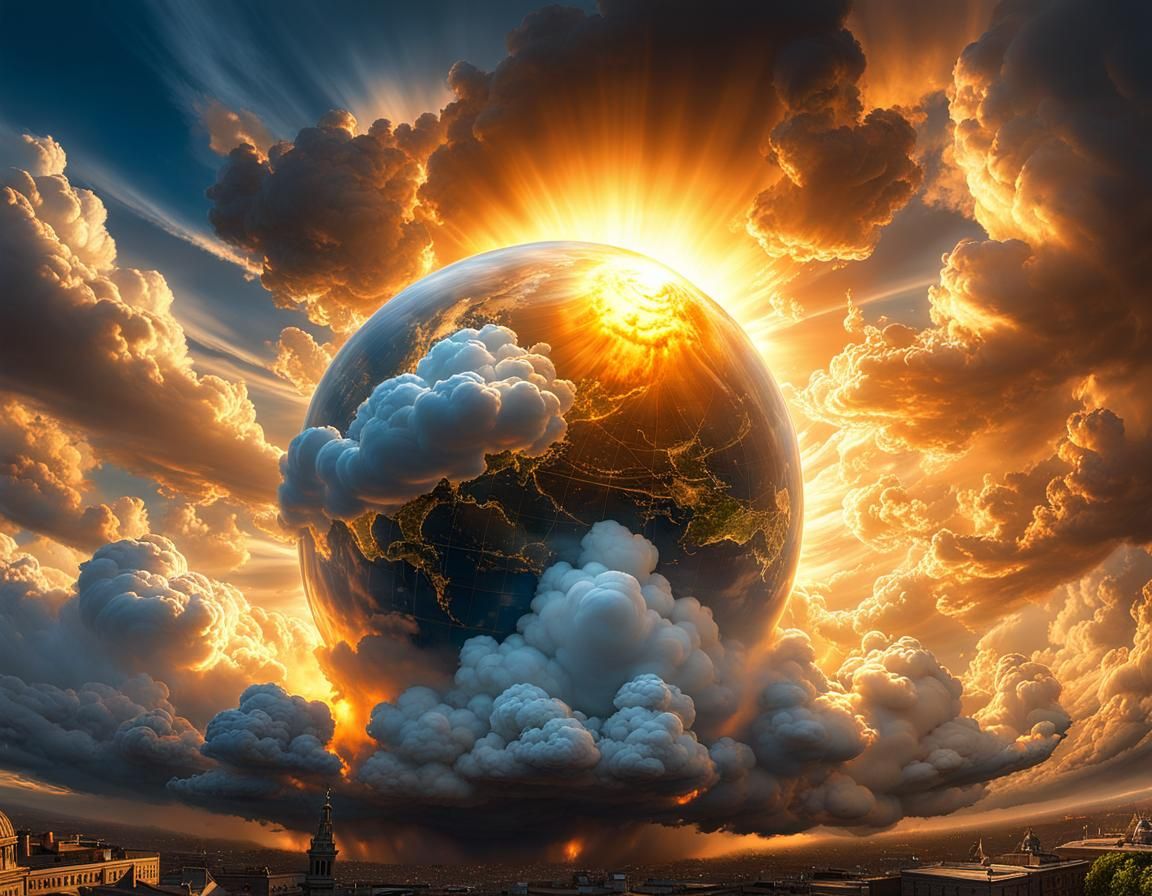 Fantasy Cloud Sphere: Light vs Dark in Graffiti Art