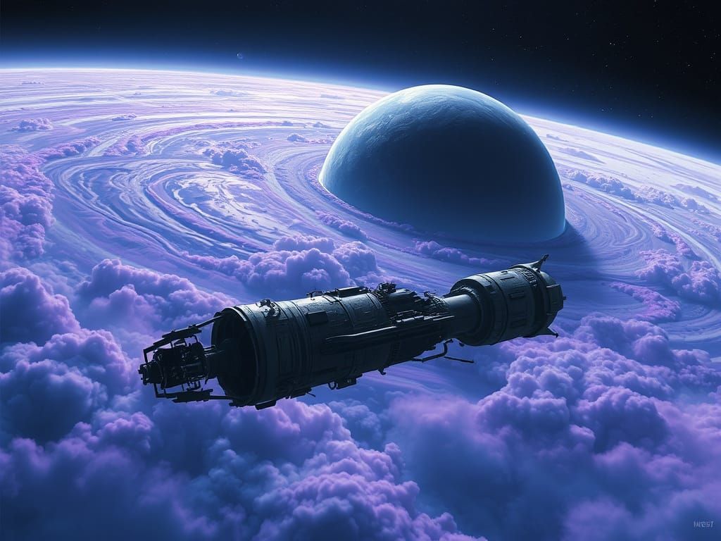 Abandoned Space Station Drifts in Haunting Cosmic Landscape