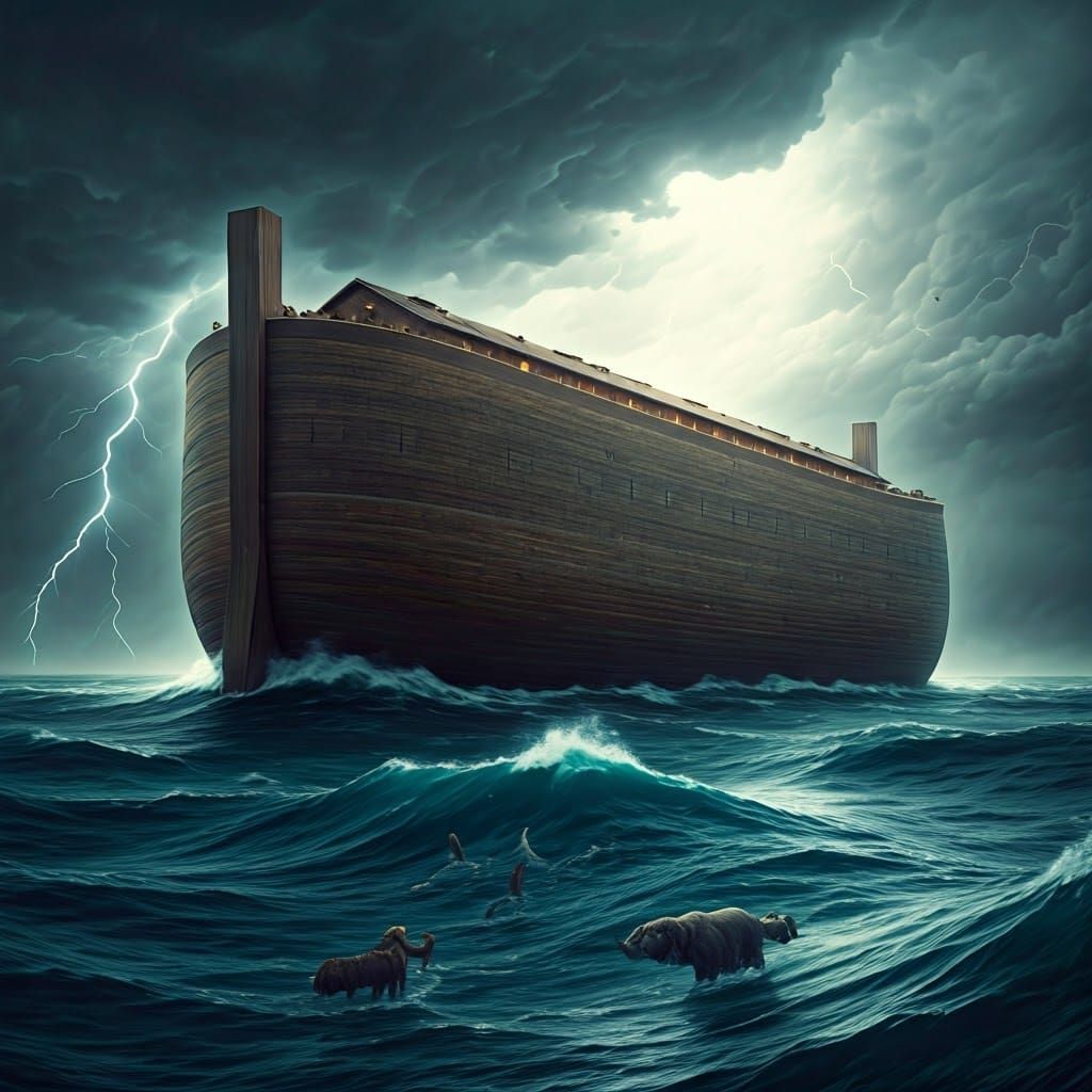 Surreal Stormy Vessel in Turbulent Waters