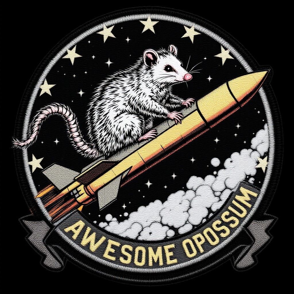 Possum Riding ICBM Missile in Tactical Patch Style