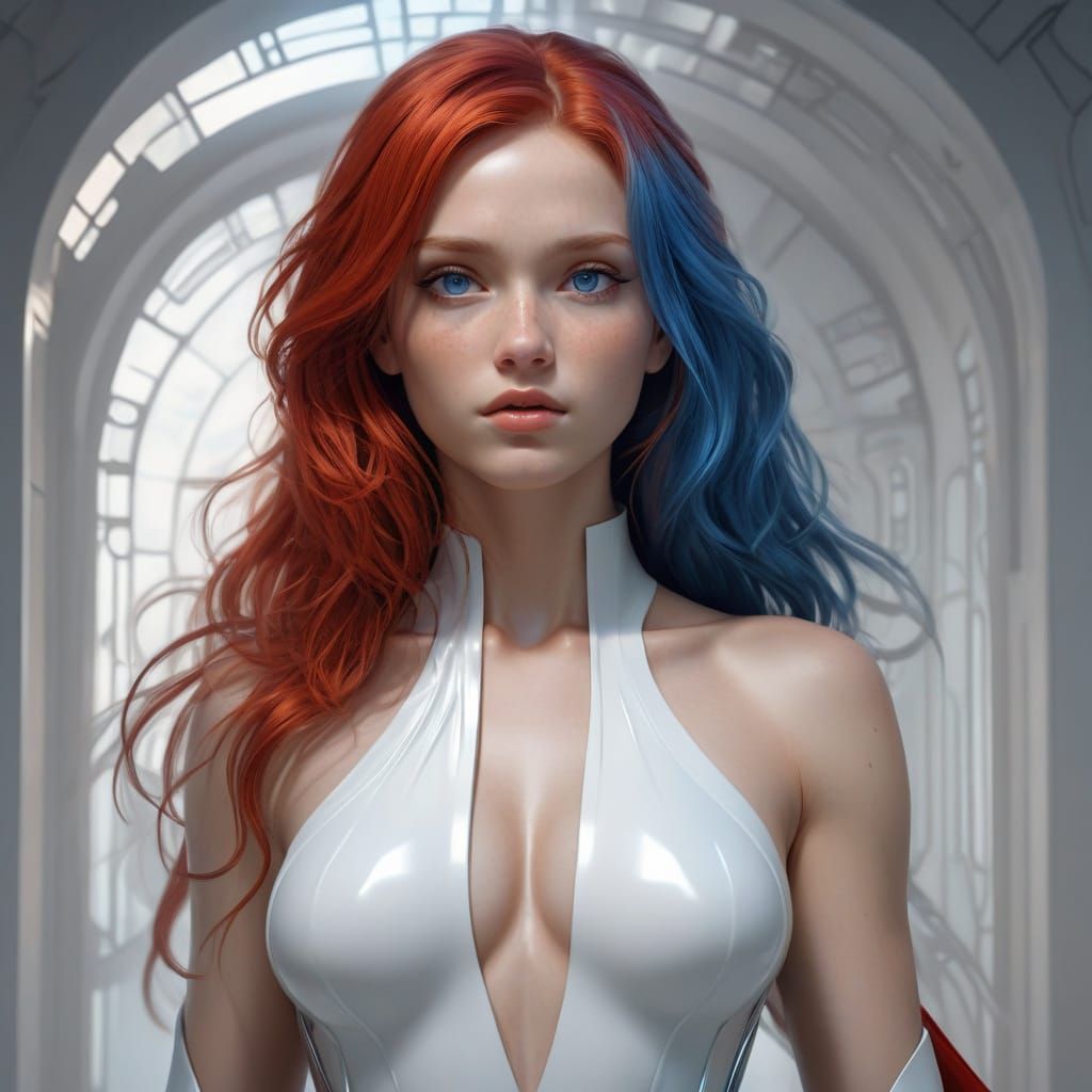 Elegant Futuristic Beauty in High-Contrast Glory