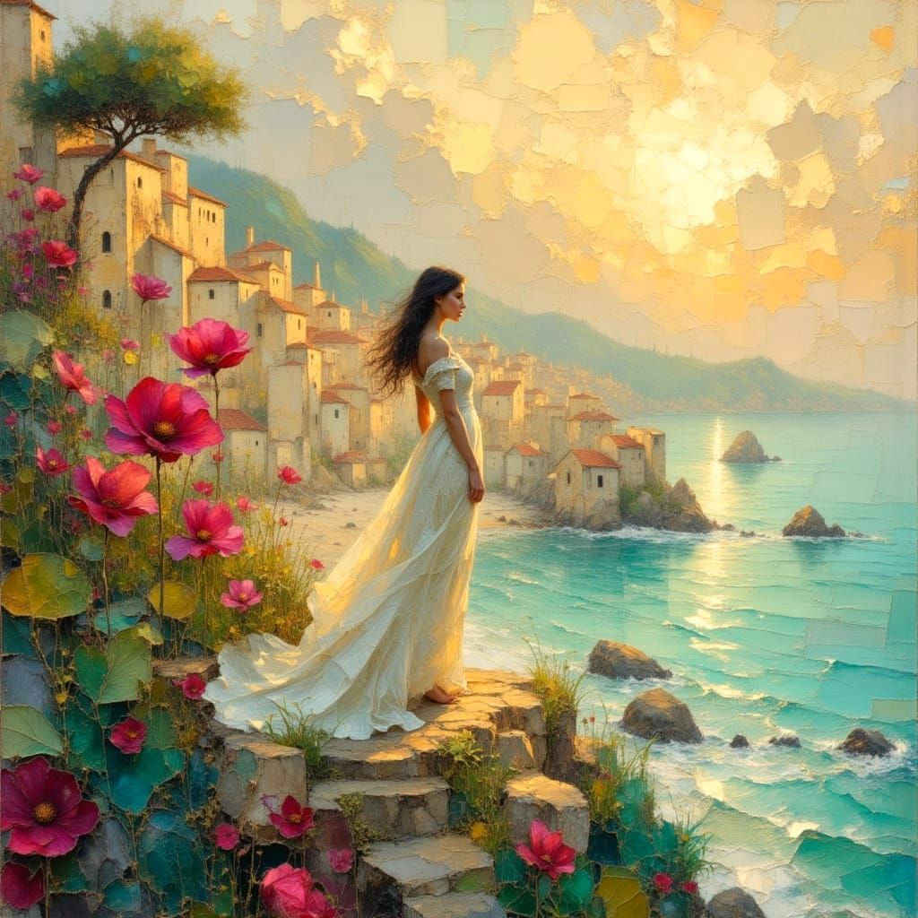 Illuminated World: Impasto Oil Painting of Seascapes