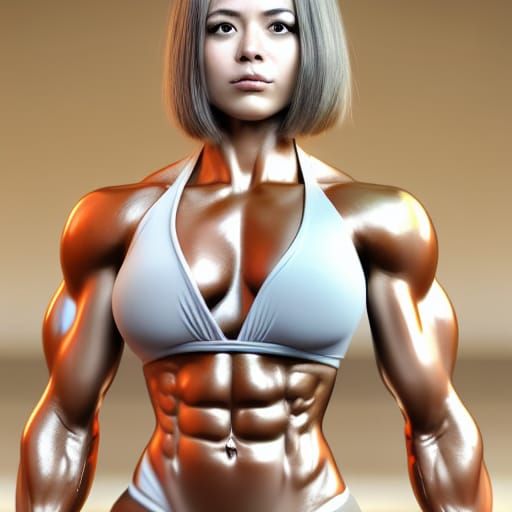 Female Bodybuilder as Digital Illustration