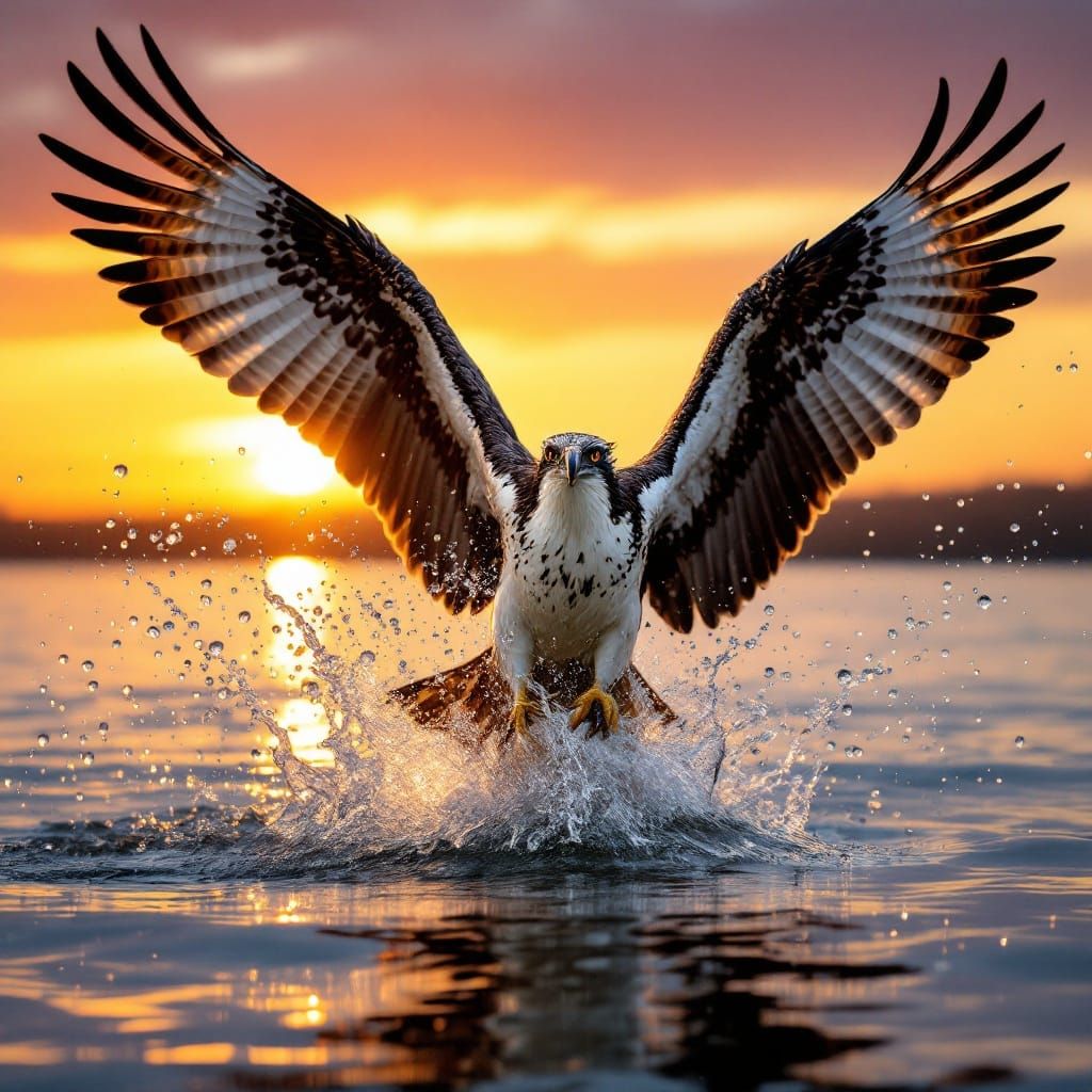 Osprey Soars Triumphant Amidst Sparkling Lake