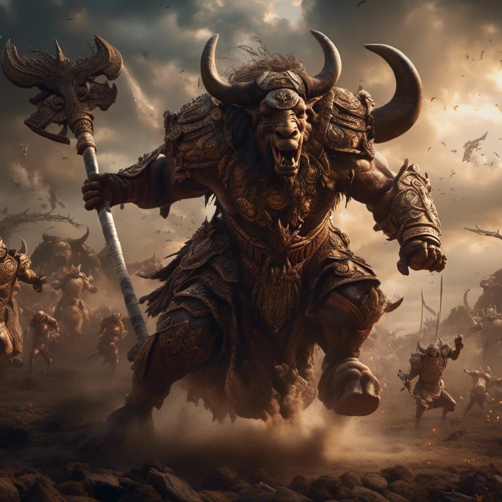 Epic Minotaur Leader Charges into Battle