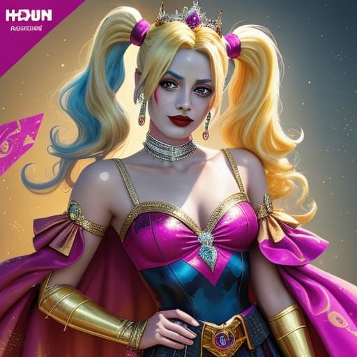 Harley Quinn in Princess Outfit: Digital Comic Art