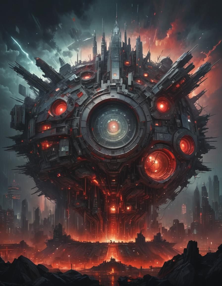 Neofuturistic Architecture in Surrealist Digital Art Style