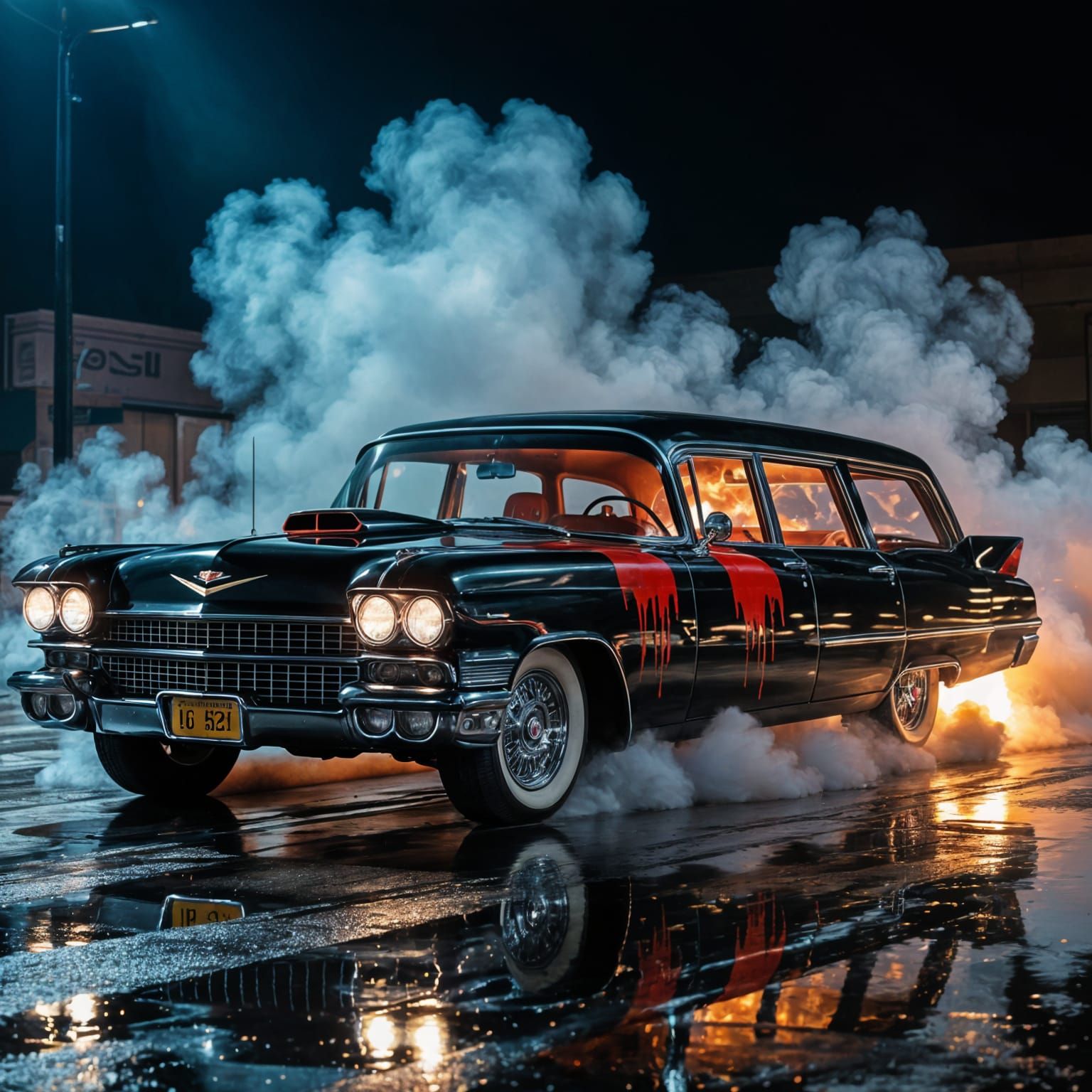 Demonic 1960s Cadillac Hearse Muscle Car Hybrid