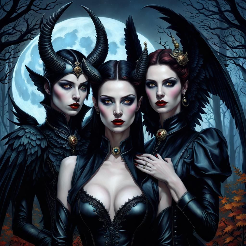 Gothic Angel and Demon Couple Portrait